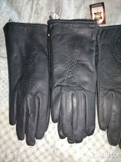 Перчатки кожаные новые женские, чёрные