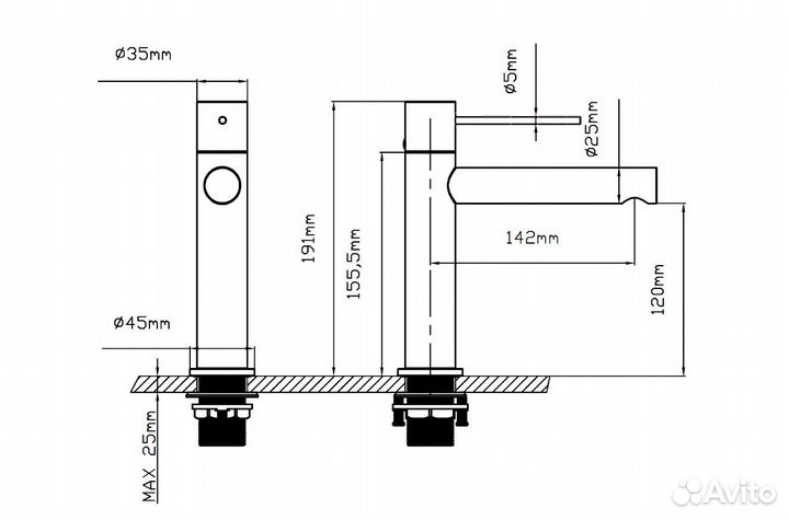 Смес-ль раковины хром Aspire VBF-4AS01CH