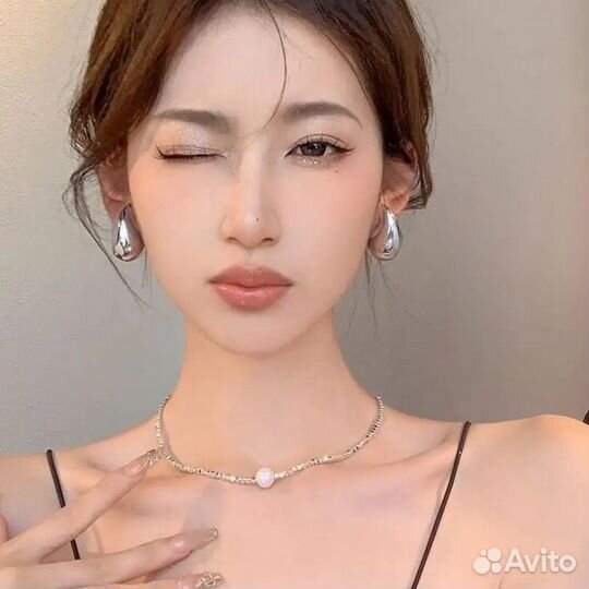 Серьги капли серебро