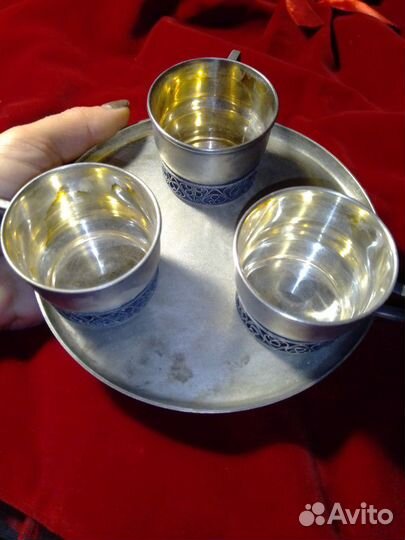 Кофейный набор СССР. Поднос и 3 чашки