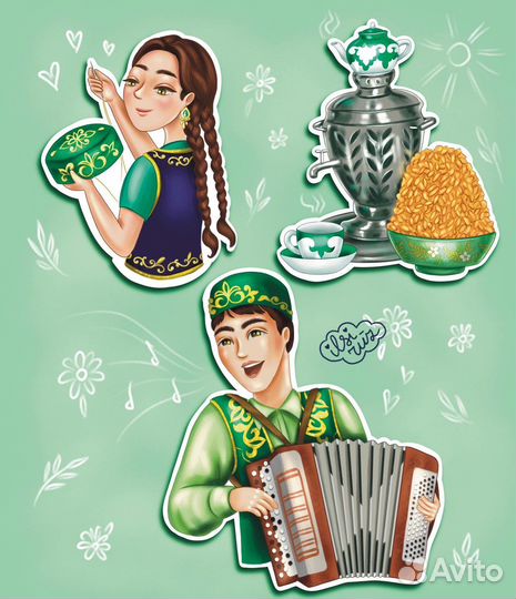 Иллюстрации, стикеры, открытки