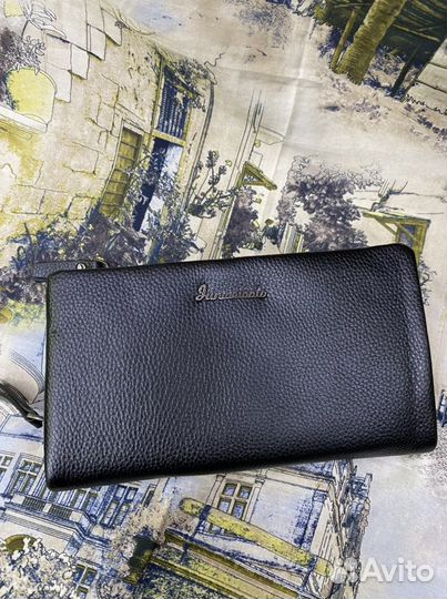 Мужской мягкий кошелек на молнии