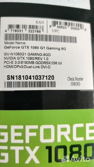 Видеокарта GeForce gtx 1080 g1 Gaming