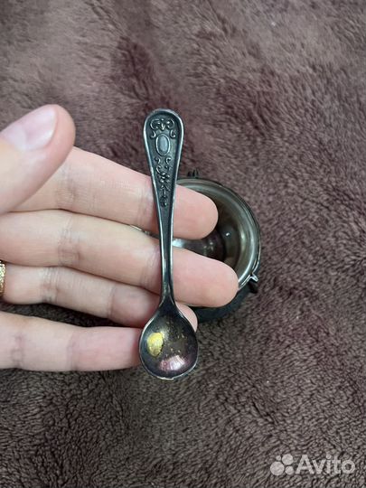 Горчичница с ложкой СССР мельхиор