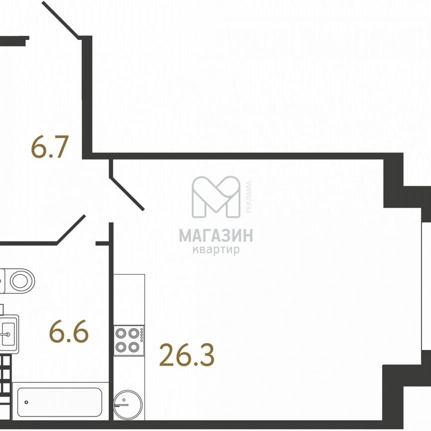 Квартира-студия, 39,5 м², 5/9 эт.