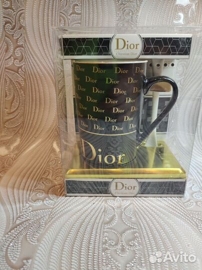 Подарочный набор Dior кружка с ложкой в коробке