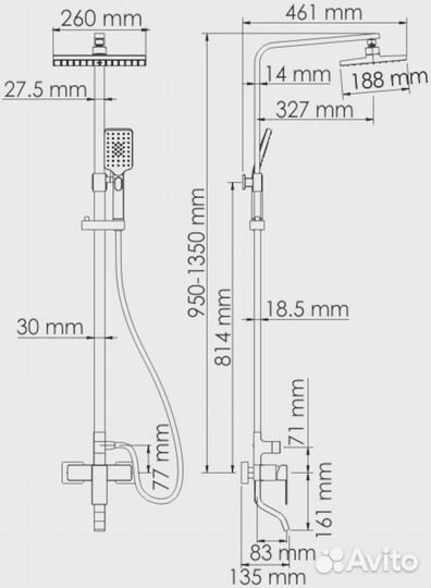 Душевая система Wasserkraft A16501