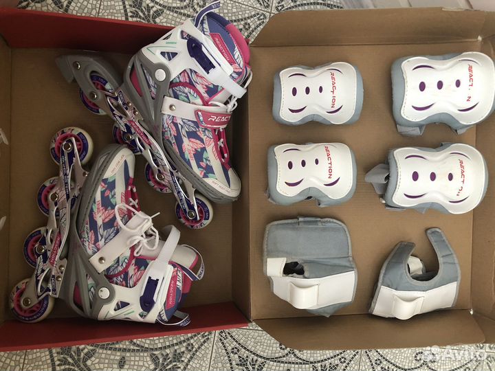 Ролики раздвижные детские 36-41р+защита+сумка