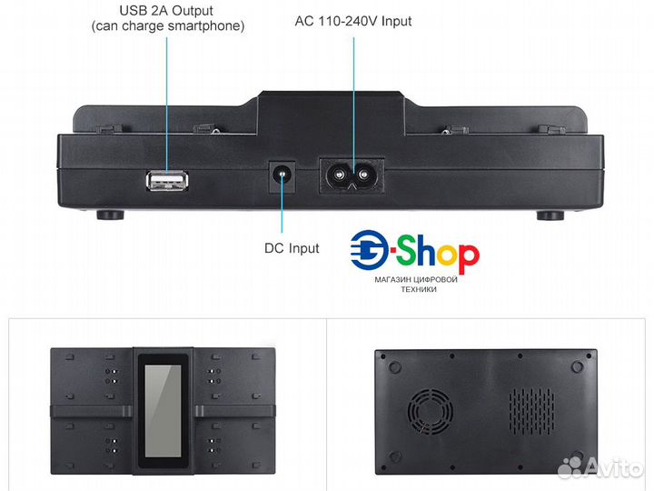 Зарядная станция на 4x слота Sony NP-F и NP-FW50