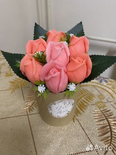 Букет роз из мыла