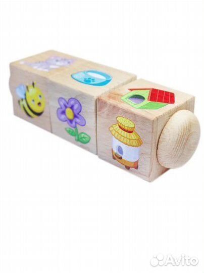 Деревянные кубики на оси Кто где живёт и что ест