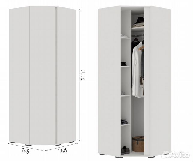 Шкаф угловой Лаванда шк 04 (Шагрень белый) мекко с