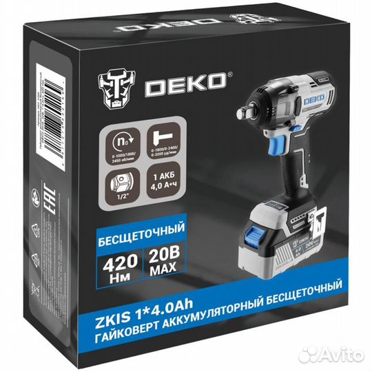 Аккумуляторный гайковерт Deko zkis, 20В, #400439
