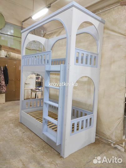 Двухъярусная детская Эко кровать домик