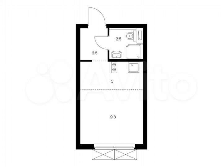 Квартира-студия, 19,8 м², 6/33 эт.