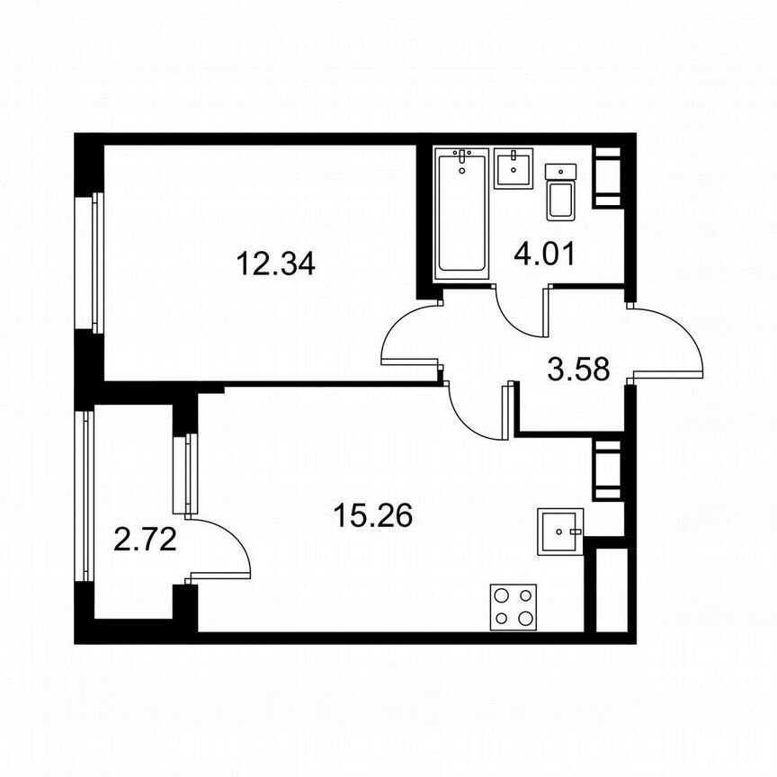1-к. квартира, 36,6 м², 4/9 эт.