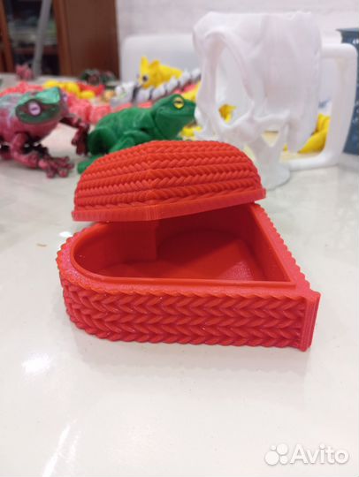 Шкатулка Вязаное сердце большая