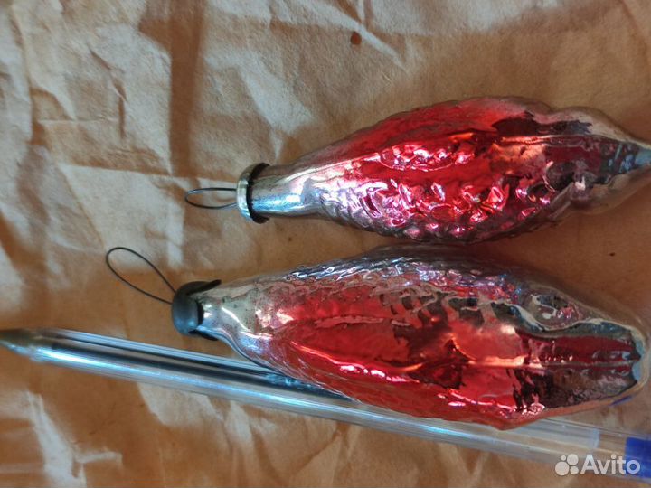 Игрушки елочные СССР рыбы редкие