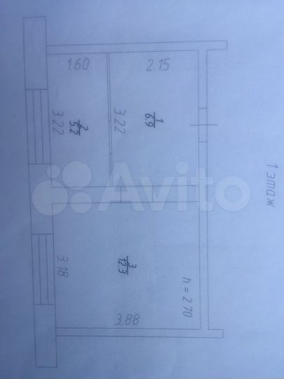 Комната 25 м² в 2-к., 1/5 эт.