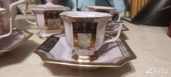 Кофейный сервиз. Розовый фарфор