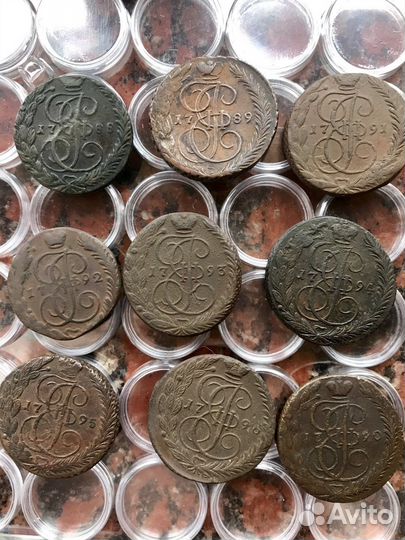 Монеты 5 копеек Екатерины 2, 1788-1792