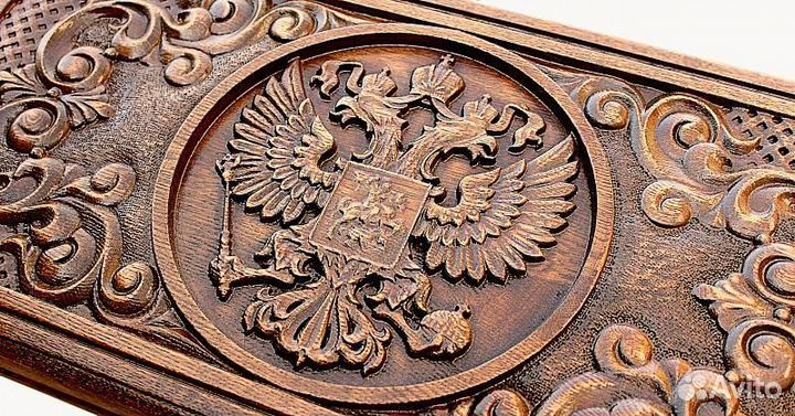 Нарды резные Двуглавый орел 62 х 62 см Бук Армения 62566