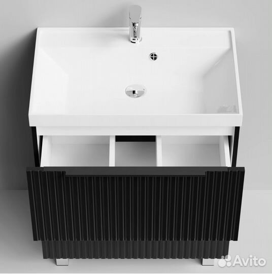 Тумба с раковиной Дольчи 70см напольный, черный