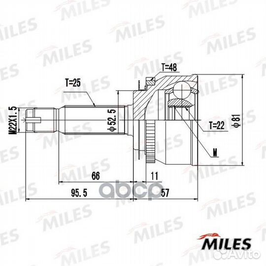 Шрус hyundai getz 1.1-1.6 02-11 нар. +ABS ga207