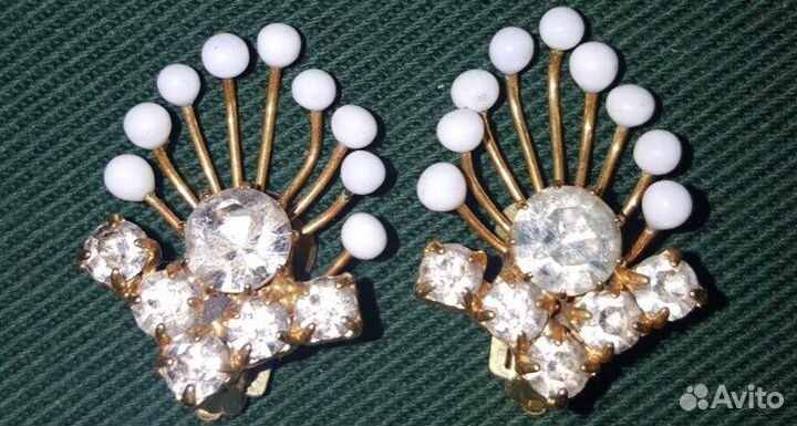 Винтажные шикарные клипсы из Чехословакии