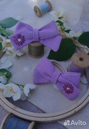 Льняной бант для волос