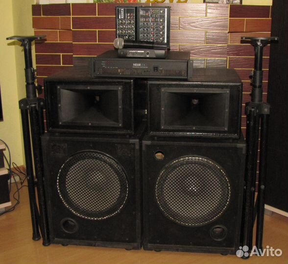 Колонки CF 1100W Усилитель Микшер Микрофон Стойки