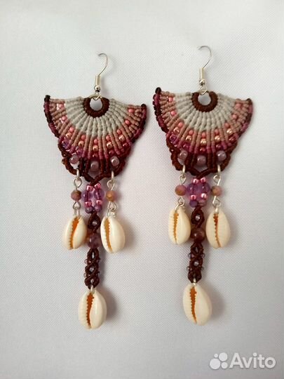 Серьги плетёные макраме