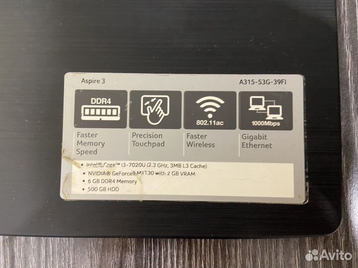Ноутбук asus aspire 3 a315 53g