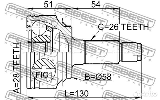 Шрус наружный 28x58x26