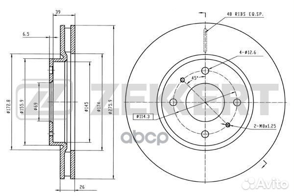Диск торм. перед. Mitsubishi Galant VI 96- Lan