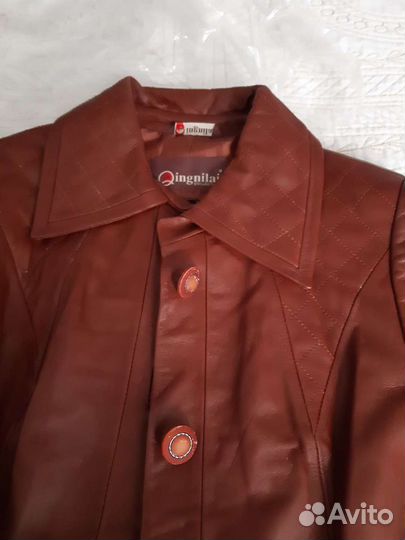 Кожаный плащ женский 42 44