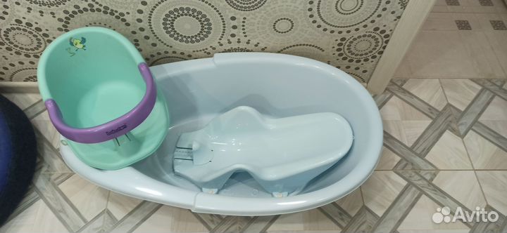 Детская ванночка для купания с горкой,сидушка