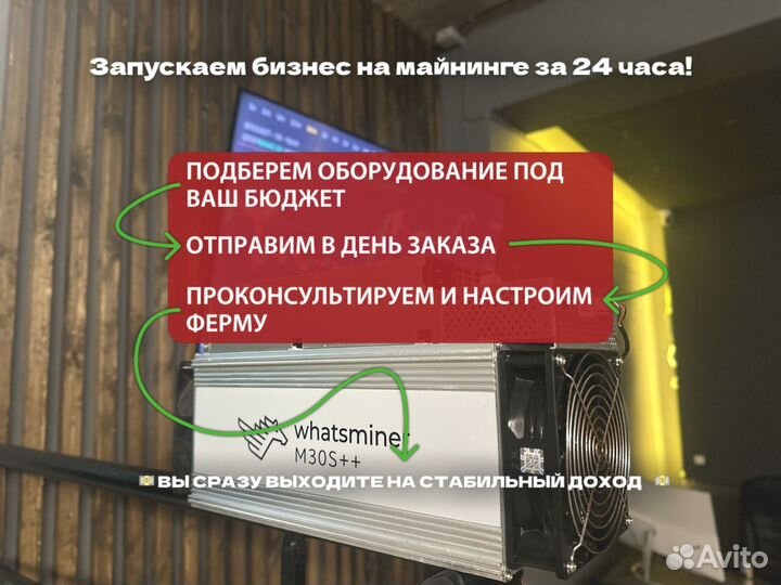 Майнер Whatsminer M30s++ 104th / с видеоотчётом