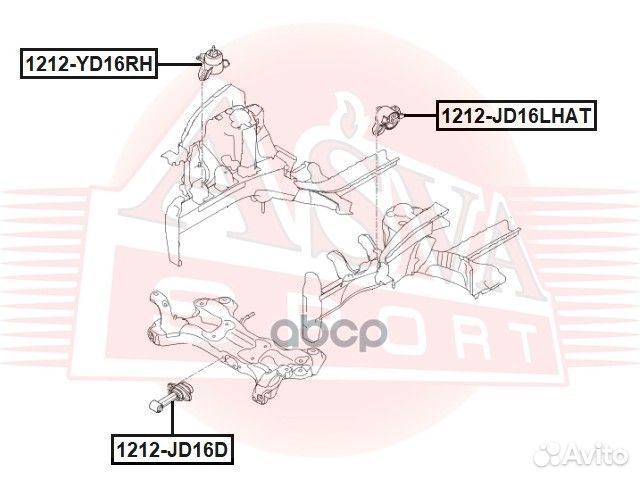 Опора двигателя задняя лев 1212JD16lhat asva