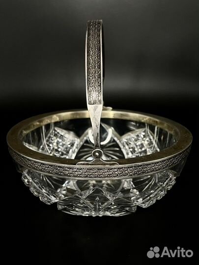 Ваза конфетница хрусталь серебро 84 проба