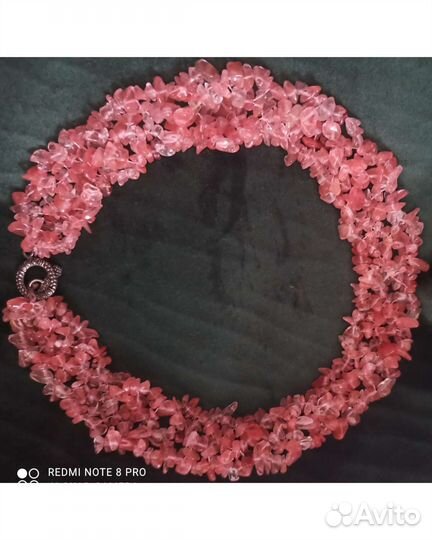 Колье ожерелье розовый кварц