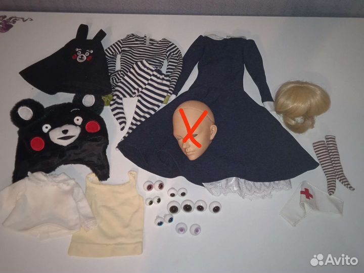 Лот одежды запчасти глаза парик для кукол бжд BJD