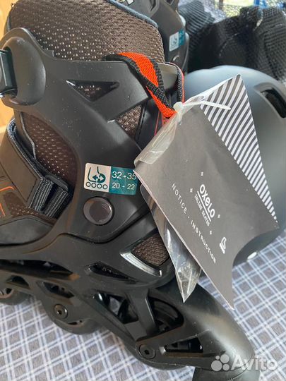 Ролики Oxelo 32 35 новые со шлемом и защитой