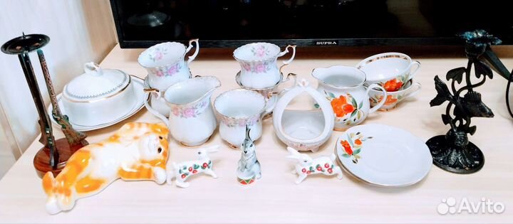 Посуда,маслёнка,сервизы,подсвечники