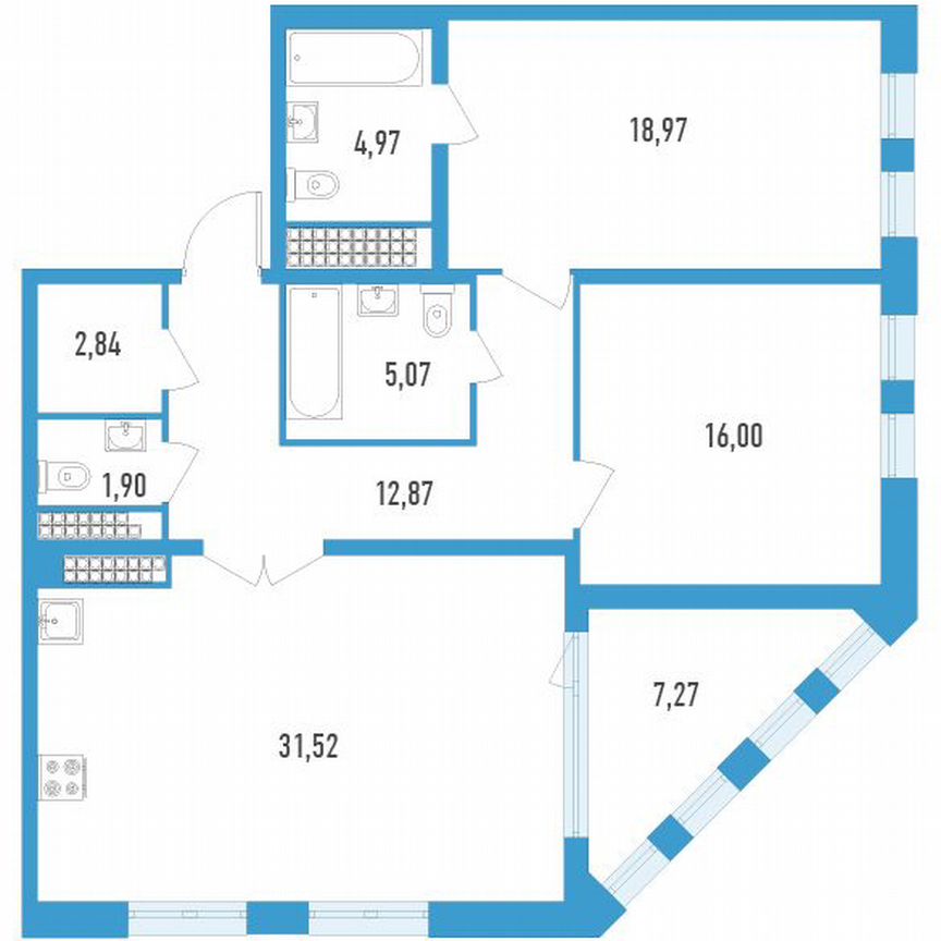 2-к. квартира, 97 м², 18/23 эт.