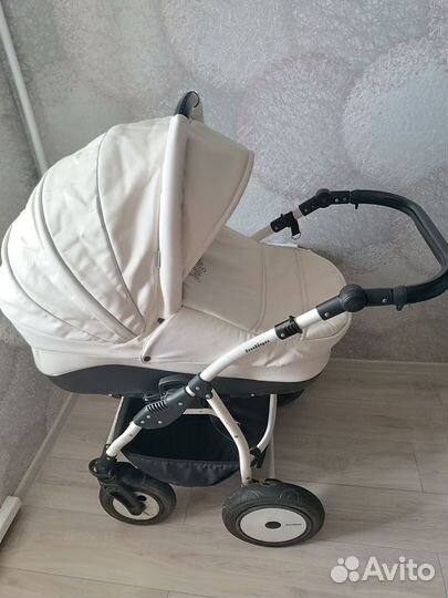 Коляска 2 в 1 индиго, Эко-кожа