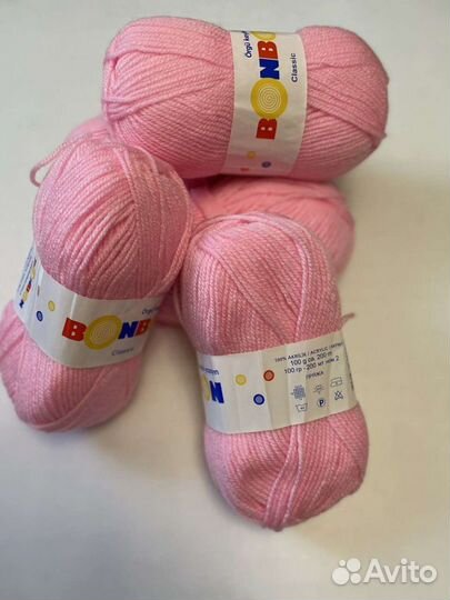 Пряжа BonBon розовая и голубая Новая