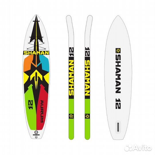 Комплект Sup Shaman Aurum + Весло + Лиш + Флагшток