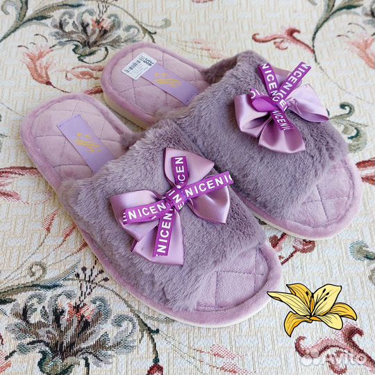 Тапочки Effa женские меховые. Сиреневые
