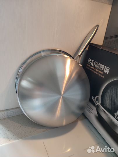 Сковорода Вок,из нержавеющей стали,30 см,новая